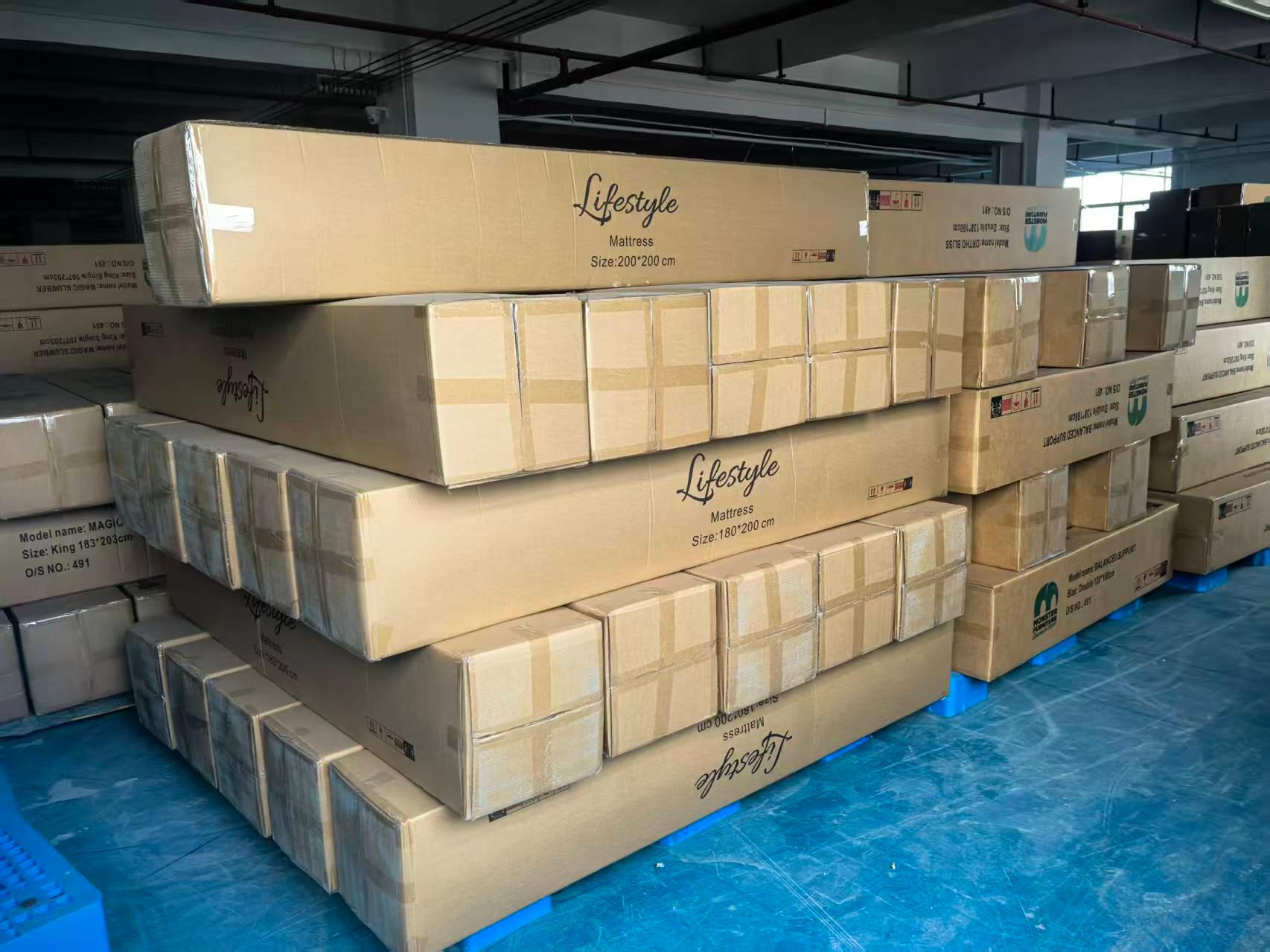 Flat Box & Warehouse Packing for private-label-mattress packaging